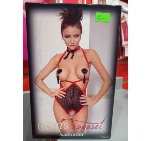 Боди с открытым бюстом и вырезами и галстук-бант,красно-черный,размер М. Боди с открытым бюстом и вырезами и галстук-бант,красно-черный,размер М.