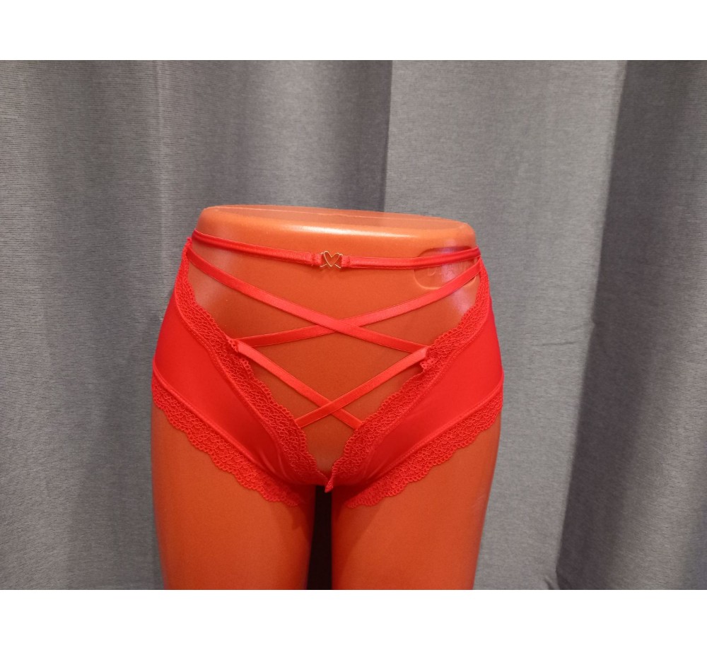 Трусики женские,со шнуровкой,цвет красный,белый,размер 3XL.