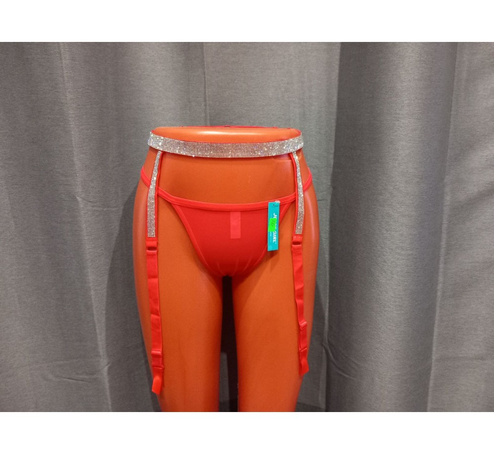 Пояс для чулок со стразами,цвет красный.