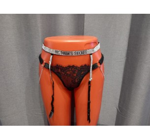 Пояс для чулок со стразами,цвет черный. 