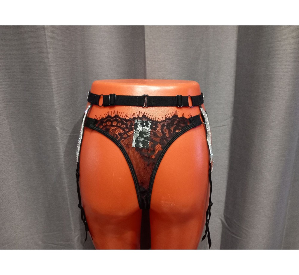 Пояс для чулок со стразами,цвет черный. Пояс для чулок со стразами,цвет черный.