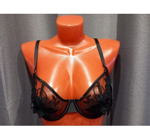 Комплект бюстгальтер с косточками и трусики стринг,цвет черный,размер L. 