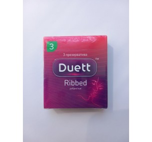 Презервативы со смазкой Duett ребристые 3 шт Презервативы со смазкой Duett ребристые 3 шт