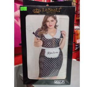 КОСТЮМ ГОРНИЧНОЙ (ПЛАТЬЕ, ОБОДОК, ЧОКЕР, ФАРТУК,МЕТЕЛКА), ЧЕРНО-БЕЛЫЙ, размер 2XL КОСТЮМ ГОРНИЧНОЙ (ПЛАТЬЕ, ОБОДОК, ЧОКЕР, ФАРТУК,МЕТЕЛКА), ЧЕРНО-БЕЛЫЙ, размер 2XL