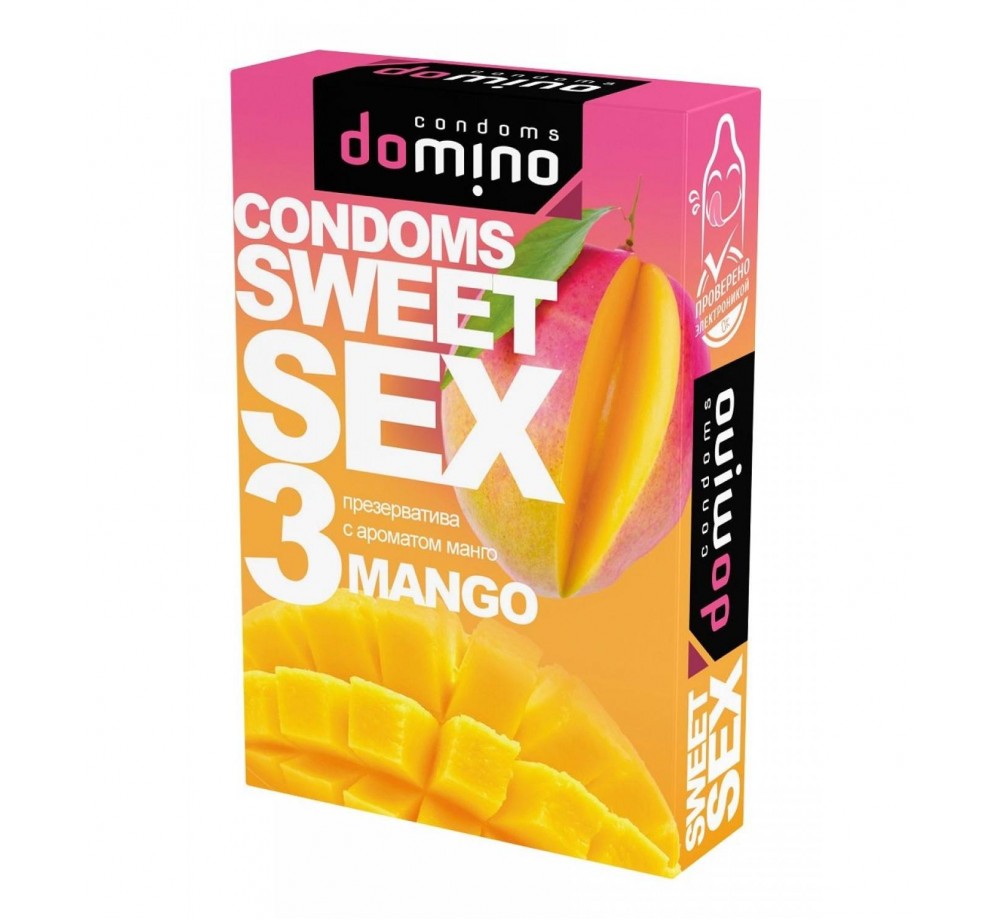 ПРЕЗЕРВАТИВЫ DOMINO, SWEET SEX, ЛАТЕКС, МАНГО, 18 СМ, 5,2 СМ, 3 ШТ. ПРЕЗЕРВАТИВЫ DOMINO, SWEET SEX, ЛАТЕКС, МАНГО, 18 СМ, 5,2 СМ, 3 ШТ.