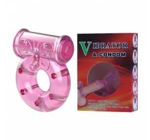 Эрекционное виброкольцо Baile с презервативом Vibrator & Condom 