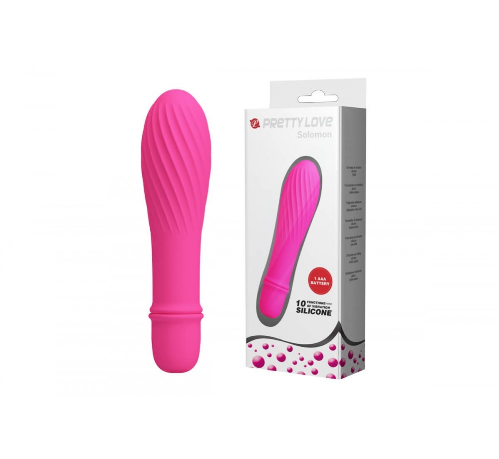 Классический мини вибратор с ребристой поверхностью Solomon , цвет в ассортименте Классический мини вибратор с ребристой поверхностью Solomon , цвет в ассортименте