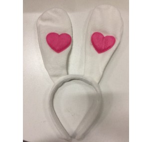 Ободок ушки зайчика с сердечком белые Ободок ушки зайчика с сердечком белые