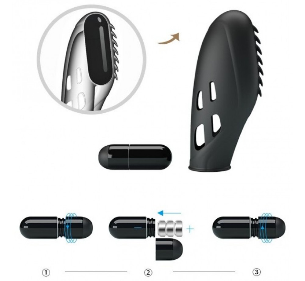 Насадка на палец с вибрацией Baile Pretty Love "GILO"- Черная BI-014751 Насадка на палец с вибрацией Baile Pretty Love "GILO"- Черная BI-014751