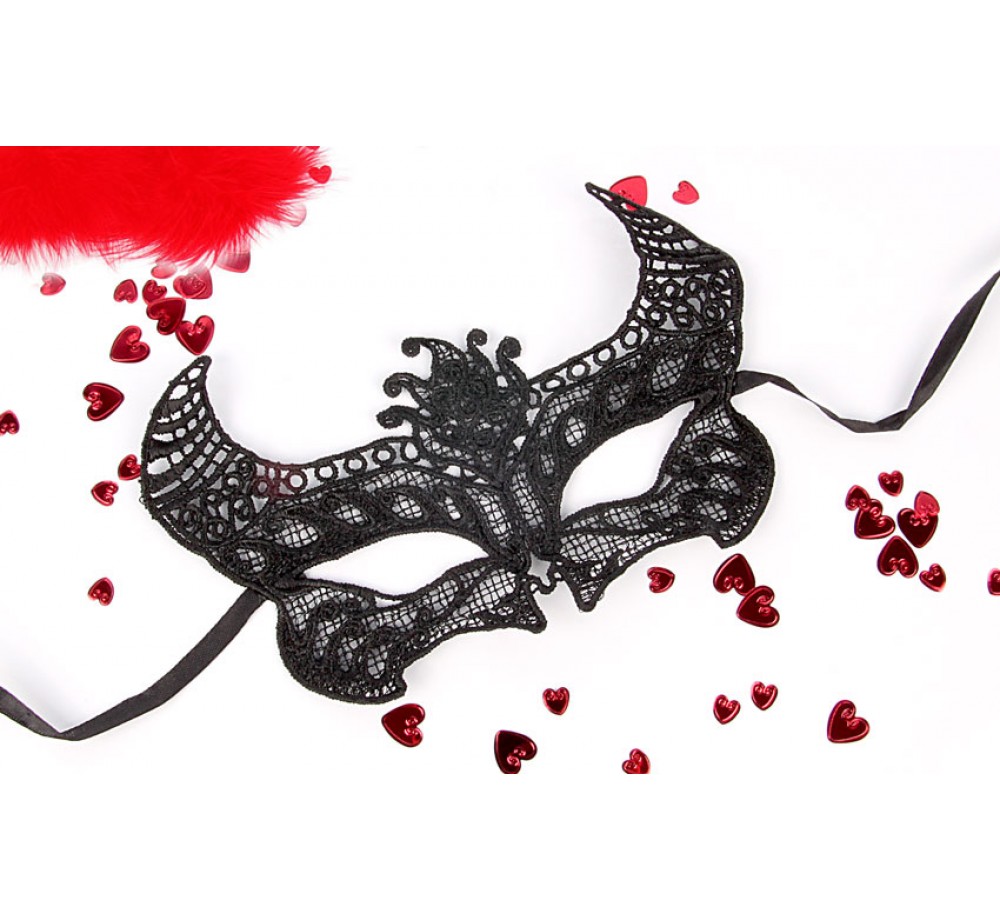 Маска ажурная МИШЕЛЬ цвет чёрный, текстиль арт. EE-20369