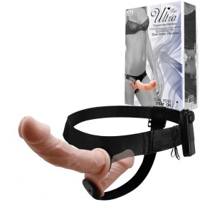 Страпон двойной с вибрацией на выносном пульте, цвет телесный, Baile BW-022060 Страпон двойной с вибрацией на выносном пульте, цвет телесный, Baile BW-022060