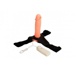 Фаллопротез с ребристым основанием на трусиках с вибрацией Фаллопротез с ребристым основанием на трусиках с вибрацией