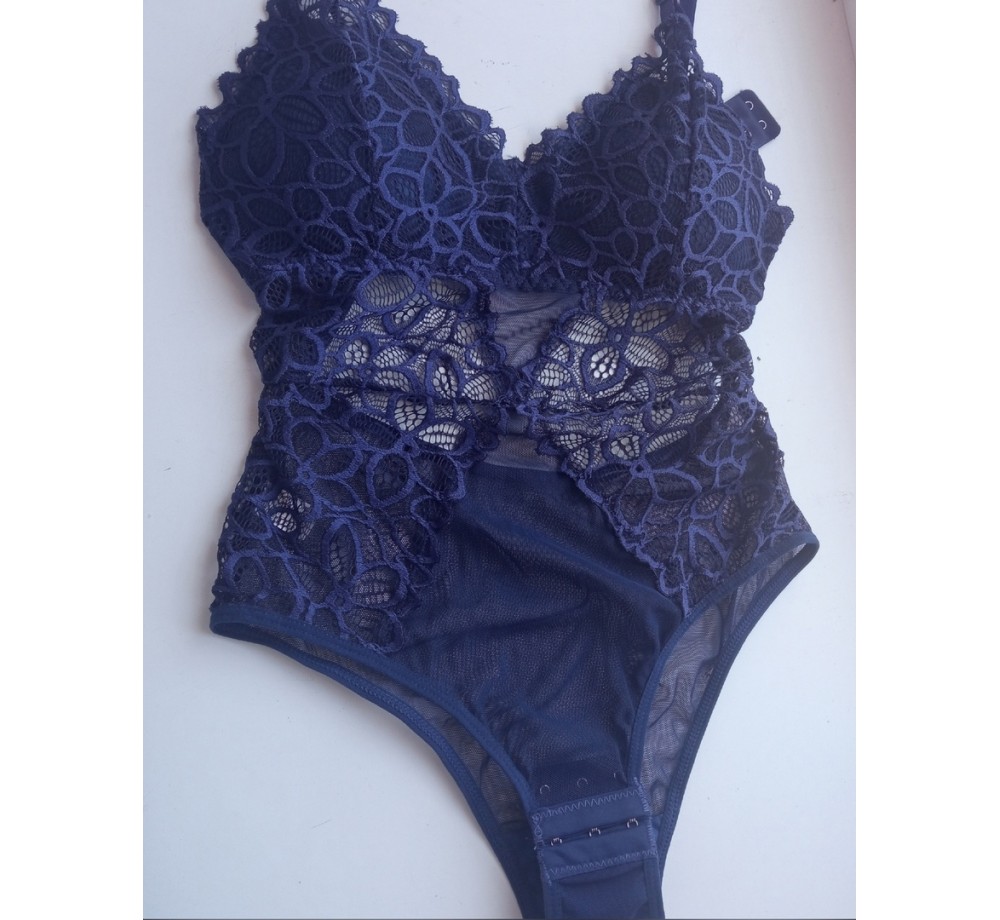  Боди женское с открытой спиной, синий,S