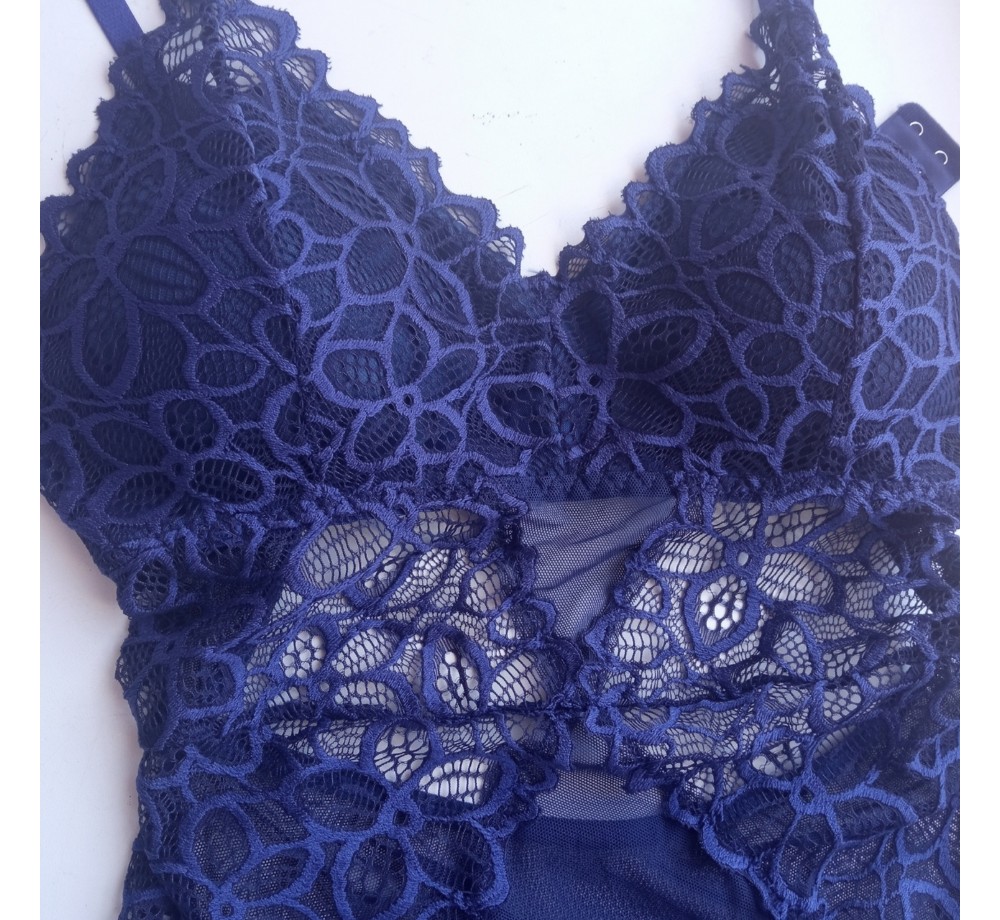 Боди женское с открытой спиной, синий,S Боди женское с открытой спиной, синий,S