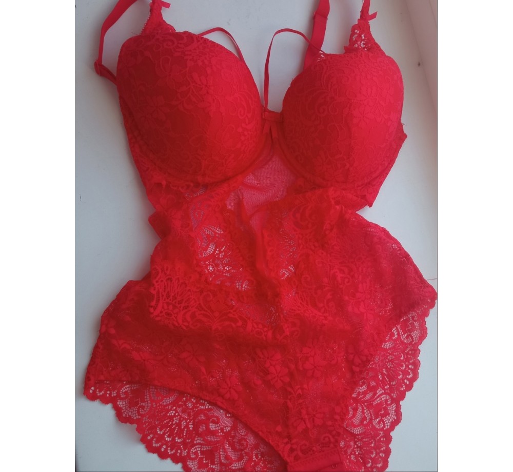 Кружевное красное боди сексуальное 80D