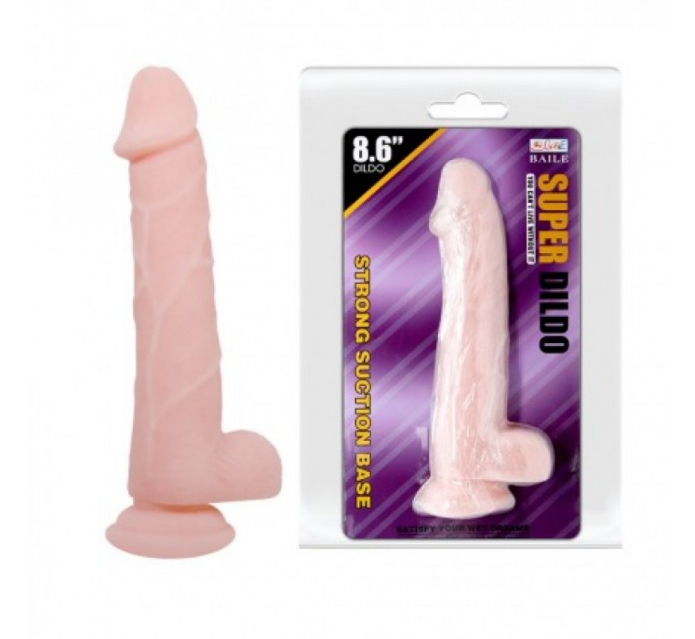 Фаллоимитатор реалистичный на присоске,длина 21 см,диаметр 4,5 см,цвет телесный