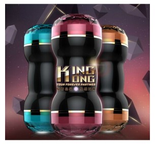 Двухсторонний мужской мастурбатор "King Kong" Baby blue анал, рот Burgundy и вагина Golden (в ассортименте ), 100аа