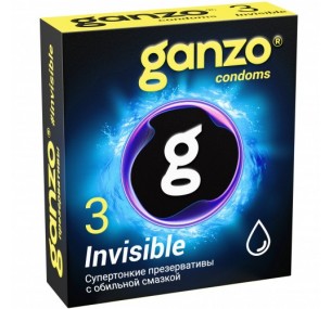 Презервативы Ganzo Invisible супертонкие с обильной смазкой 3 шт Презервативы Ganzo Invisible супертонкие с обильной смазкой 3 шт