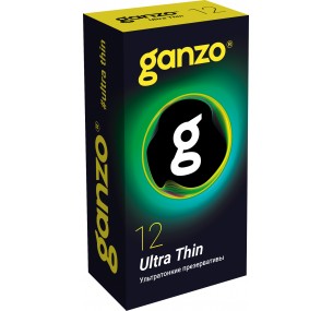 Презервативы Ganzo, ultra thin, ультра тонкие, латекс,18 см, 5,2 см, 12 шт. арт 152 