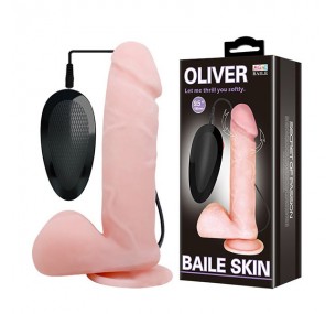 Телесный вибратор-ротатор с присоской 19,5см Baile Oliver BW-008017BR 