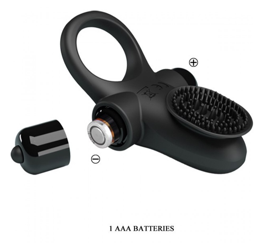 Эрекционное кольцо «Vibrant Penis Ring II» с вибрацией и клиторальным стимулятором в виде щеточки из коллекции Pretty Love, цвет черный, Baile BI-210205 Эрекционное кольцо «Vibrant Penis Ring II» с вибрацией и клиторальным стимулятором в виде щеточки из коллекции Pretty Love, цвет черный, Baile BI-210205