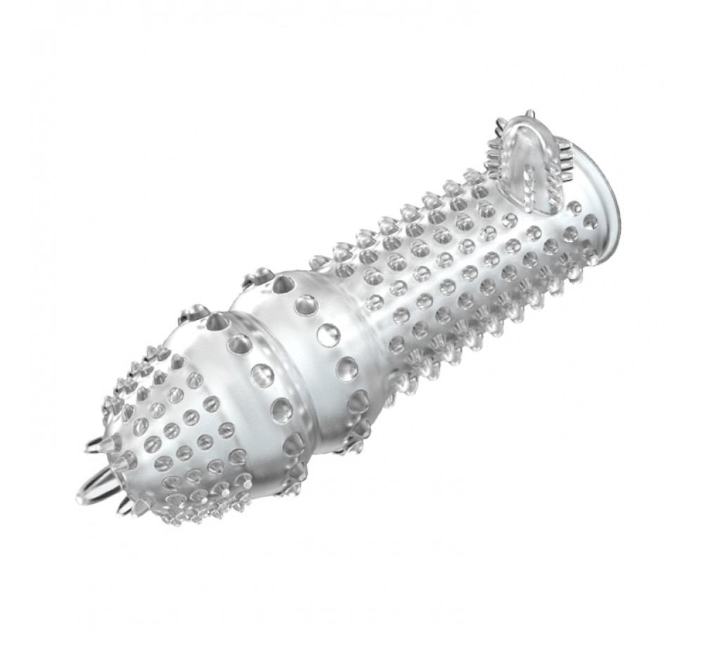 Стимулирующая насадка с отростком прозрачная Стимулирующая насадка с отростком прозрачная