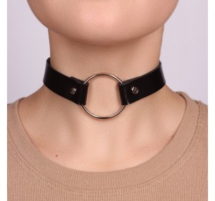 Чокер Габриэлла,кожаный, с кольцом, 30024 