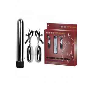 Мини вибратор и зажимы на соски с вибрацией Мини вибратор и зажимы на соски с вибрацией