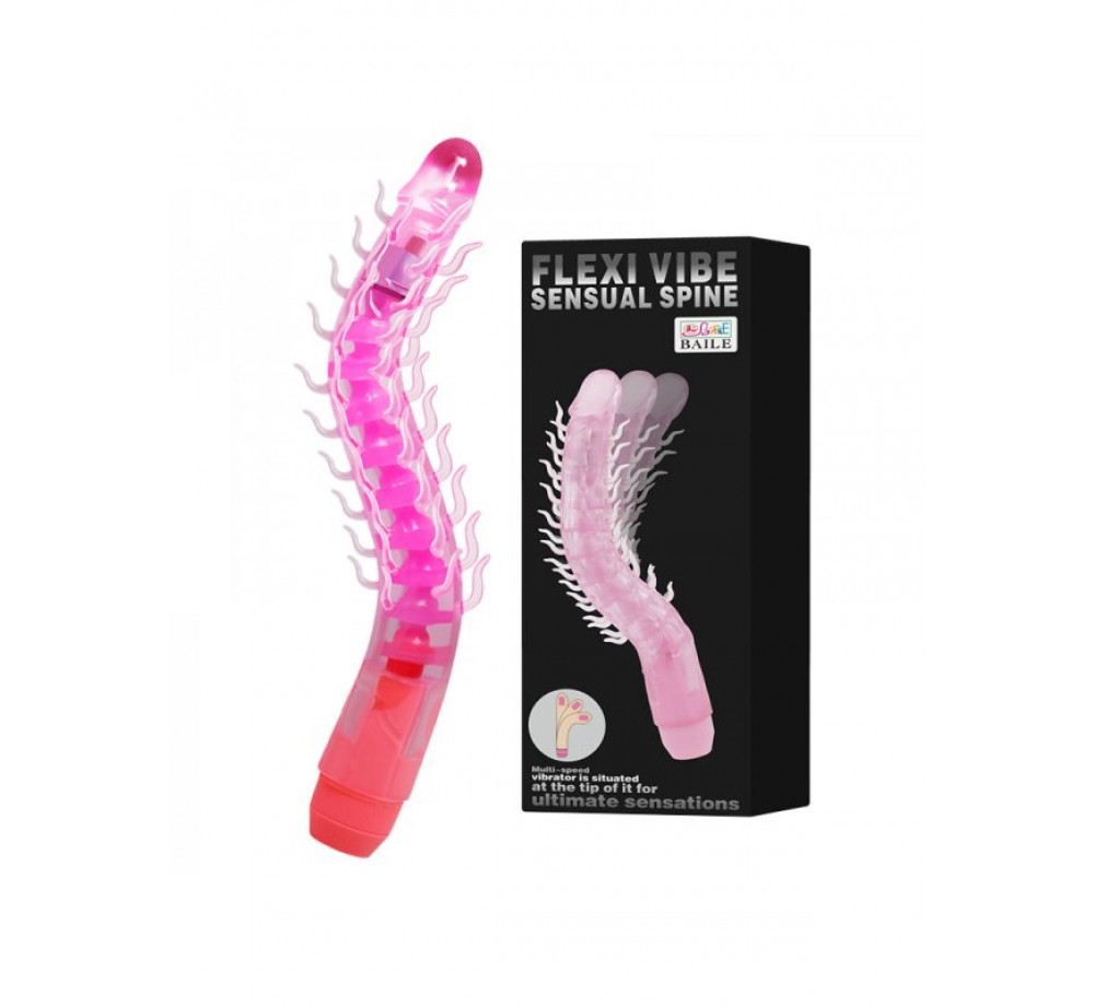 Вибратор розовый с усиками и хребтом