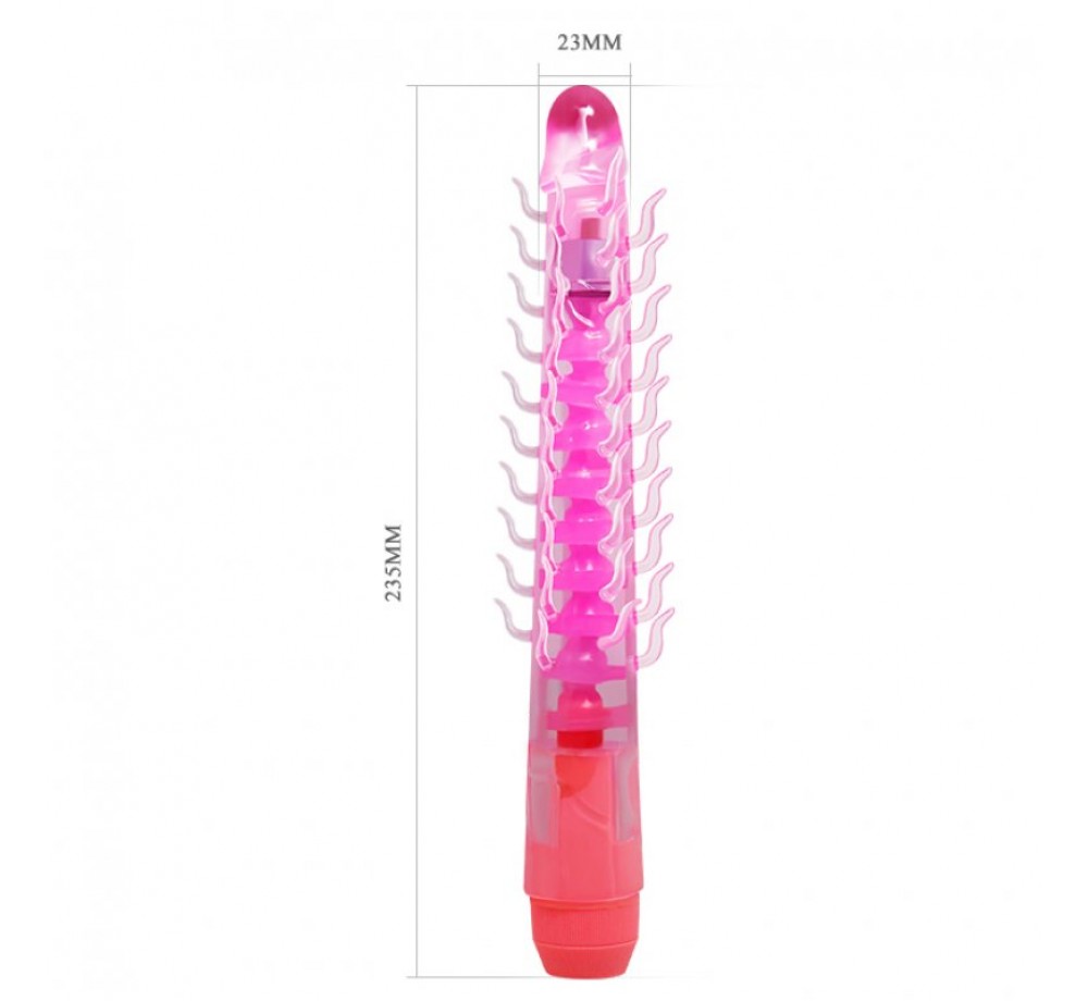 Вибратор розовый с усиками и хребтом Вибратор розовый с усиками и хребтом