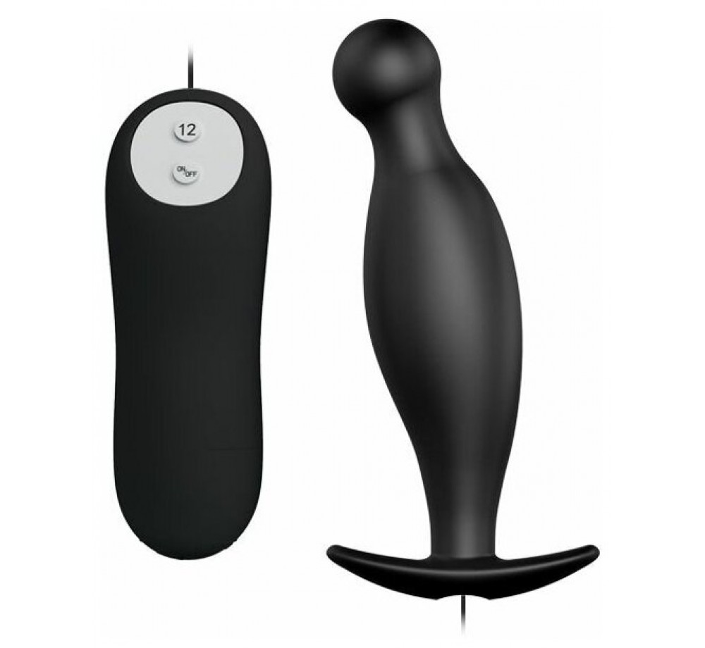 Анальный вибромассажер с пультом управления BI-040036 11.7 см, черный Анальный вибромассажер с пультом управления BI-040036 11.7 см, черный