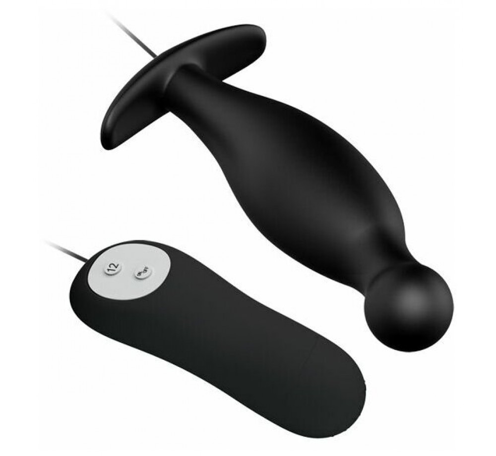 Анальный вибромассажер с пультом управления BI-040036 11.7 см, черный Анальный вибромассажер с пультом управления BI-040036 11.7 см, черный