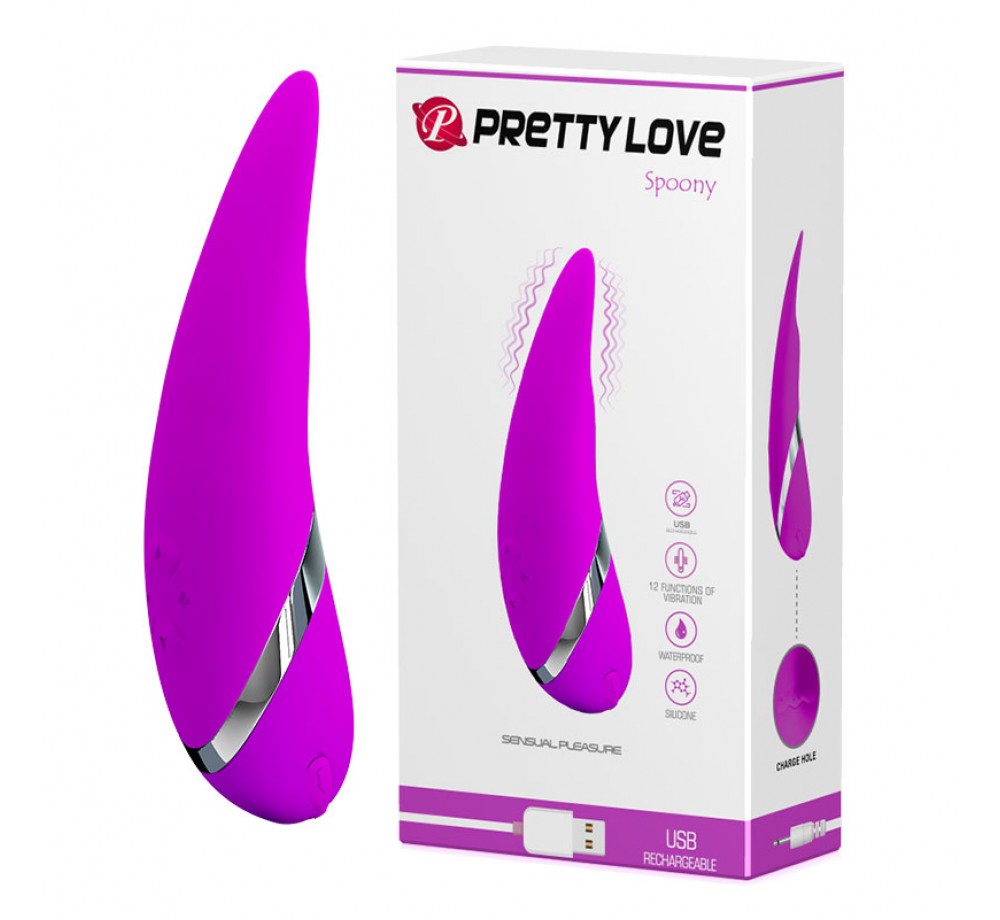 Силиконовый мультифункциональный мини-вибратор для женщин «Spoony», цвет розовый, Pretty Love BI-014108