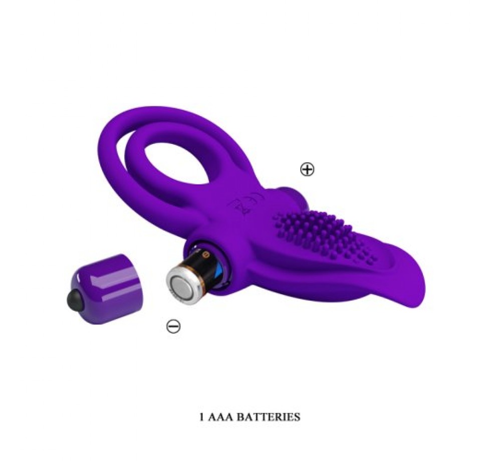 Двойное эрекционное виброкольцо Pretty Love Vibrant Penis Ring с язычком фиолетовое Двойное эрекционное виброкольцо Pretty Love Vibrant Penis Ring с язычком фиолетовое