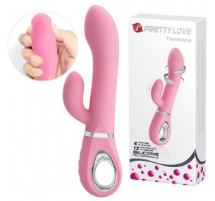 Силиконовый женский вибратор Pretty Love «Ternence» с кольцом, цвет розовый, Baile bi-014620-1