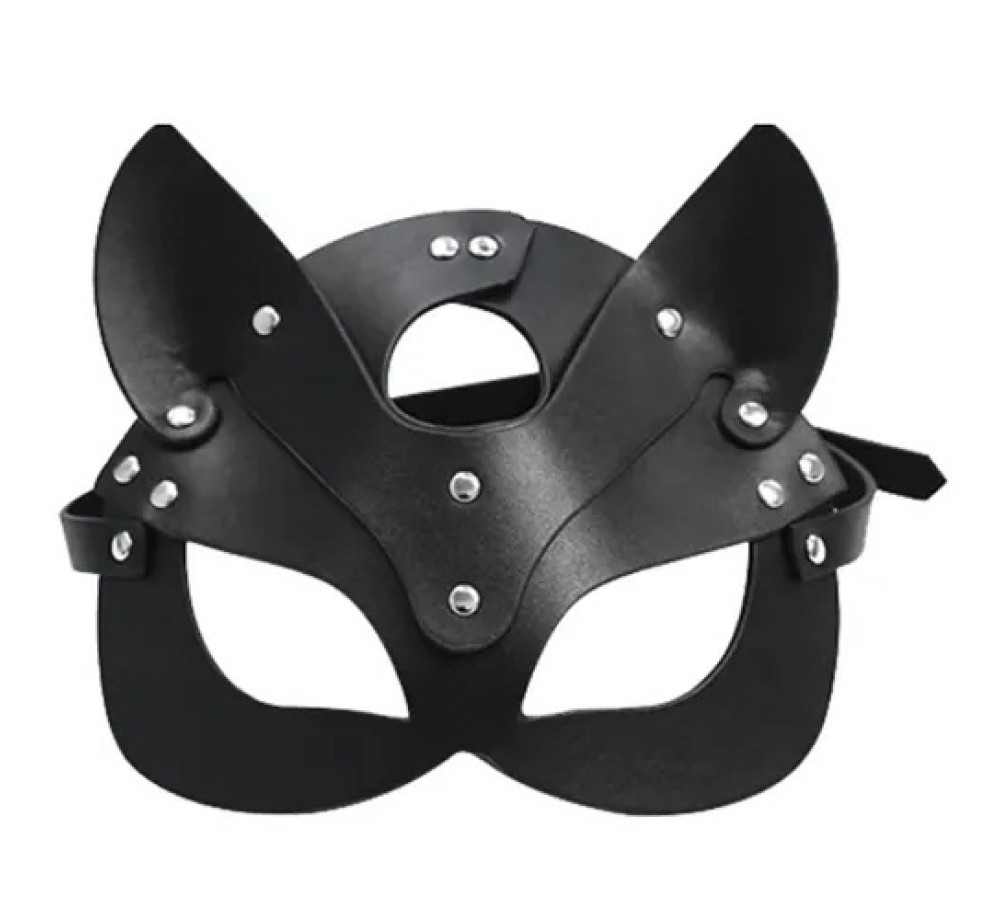 Маска Mimi (Мими), цвет черный и красный, натуральная кожа, арт 3091-2