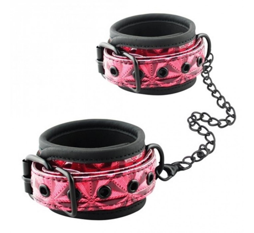 НАРУЧНИКИ LUXURY FETISH,цвет красно-черный,искусственная кожа