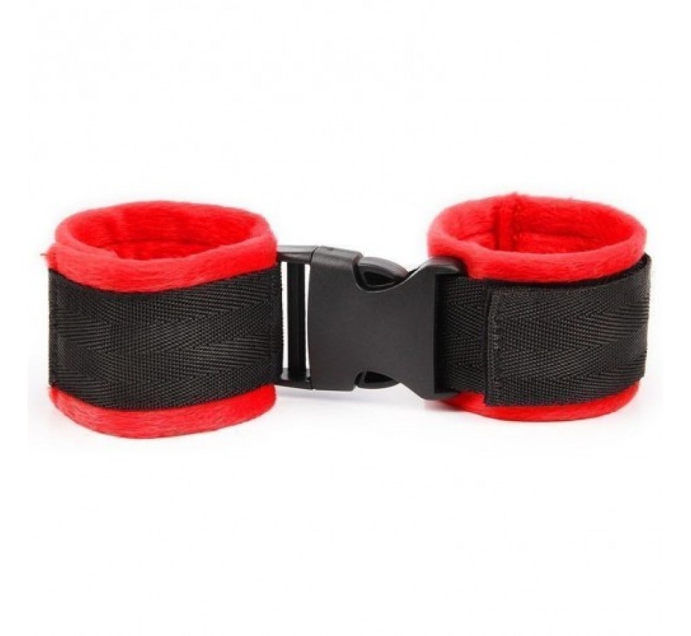 Наручники плюшевые,цвет черный/красный