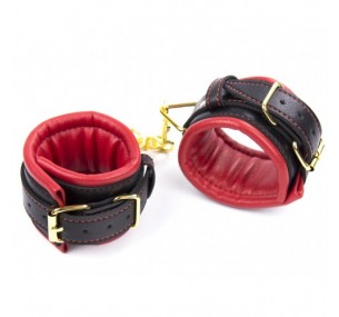 Наручники с цепочкой,черно-красные,искусственная кожа Наручники с цепочкой,черно-красные,искусственная кожа