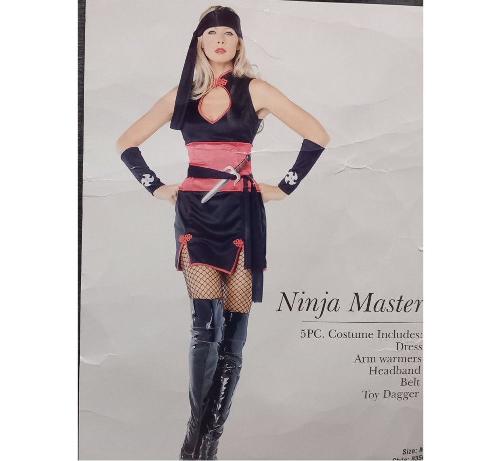 Костюм женский "Мастер Ниндзя",платье,пояс,нарукавники,повязка на голову,размер M/L. Костюм женский "Мастер Ниндзя",платье,пояс,нарукавники,повязка на голову,размер M/L.