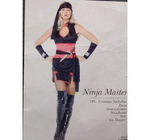 Костюм женский "Мастер Ниндзя",платье,пояс,нарукавники,повязка на голову,размер M/L. Костюм женский "Мастер Ниндзя",платье,пояс,нарукавники,повязка на голову,размер M/L.