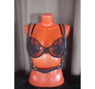 Портупея, натуральная кожа, цвет черный 