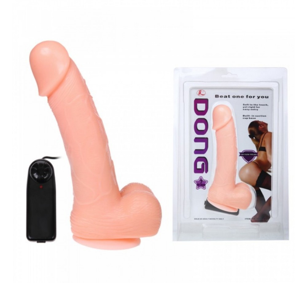 Вибратор реалистичный,с ротацией,на присоске,цвет телесный