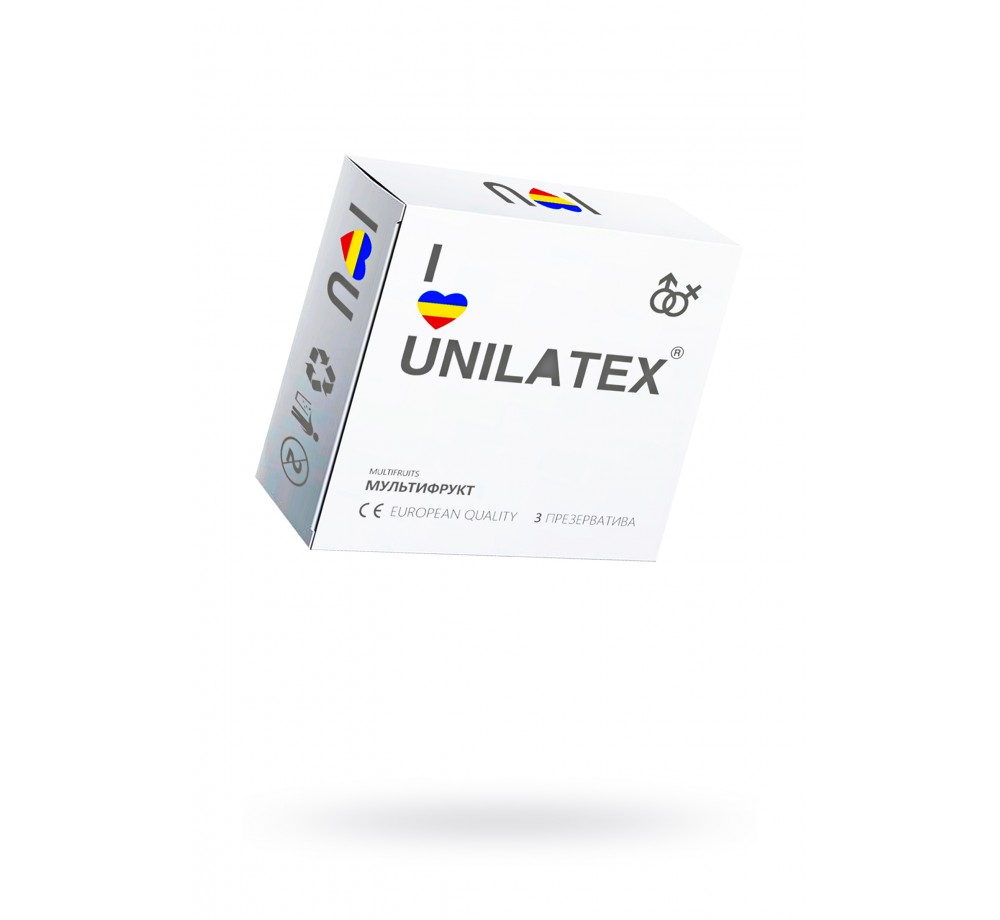 Презервативы Unilatex, multifrutis, аромат, цветные, 19 см, 5,4 см, 3 шт.