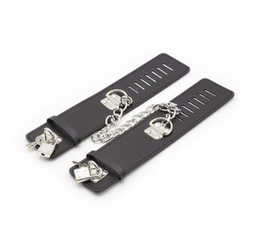 Наручники бондажные чёрные с цепочкой Наручники бондажные чёрные с цепочкой