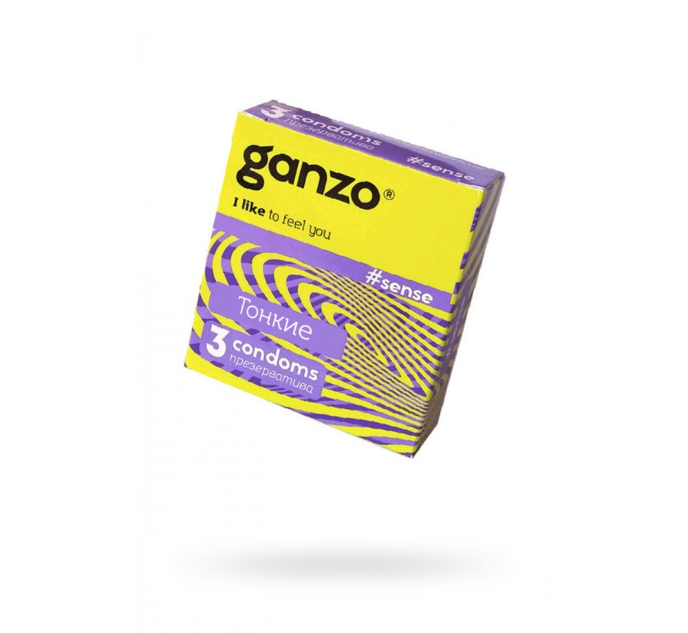 ПРЕЗЕРВАТИВЫ GANZO, SENSE, ТОНКИЕ, ЛАТЕКС, 18 СМ, 5,2 СМ, 3 ШТ.