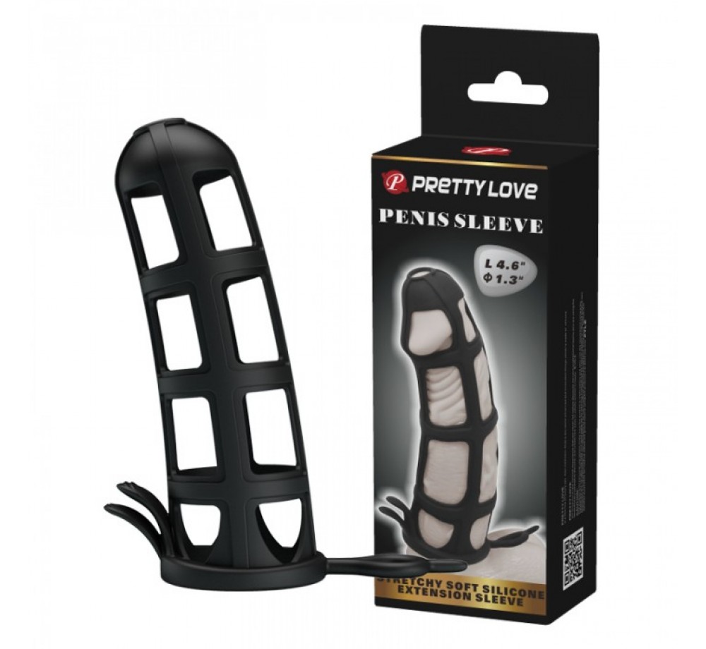 Эластичная насадка на пенис с кольцом для мошонки и клиторальным стимулятором «Strechy Penis Sleeve» из коллекции Pretty Love, цвет черный, Baile BI-026235 Эластичная насадка на пенис с кольцом для мошонки и клиторальным стимулятором «Strechy Penis Sleeve» из коллекции Pretty Love, цвет черный, Baile BI-026235