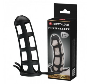 Эластичная насадка на пенис с кольцом для мошонки и клиторальным стимулятором «Strechy Penis Sleeve» из коллекции Pretty Love, цвет черный, Baile BI-026235 Эластичная насадка на пенис с кольцом для мошонки и клиторальным стимулятором «Strechy Penis Sleeve» из коллекции Pretty Love, цвет черный, Baile BI-026235