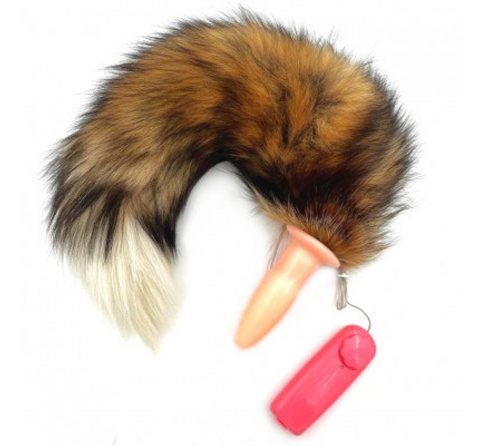 Хвост рыжий с силиконовой анальной пробкой и вибрацией 50 см Хвост рыжий с силиконовой анальной пробкой и вибрацией 50 см