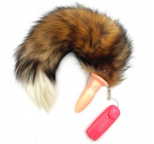 Хвост рыжий с силиконовой анальной пробкой и вибрацией 50 см Хвост рыжий с силиконовой анальной пробкой и вибрацией 50 см